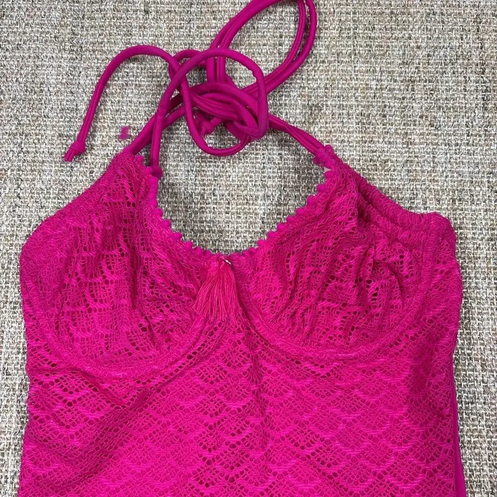🩷 Pour Moi Castaway Halter Underwire Swimsuit | Size 34C | Hot Pink | NWT